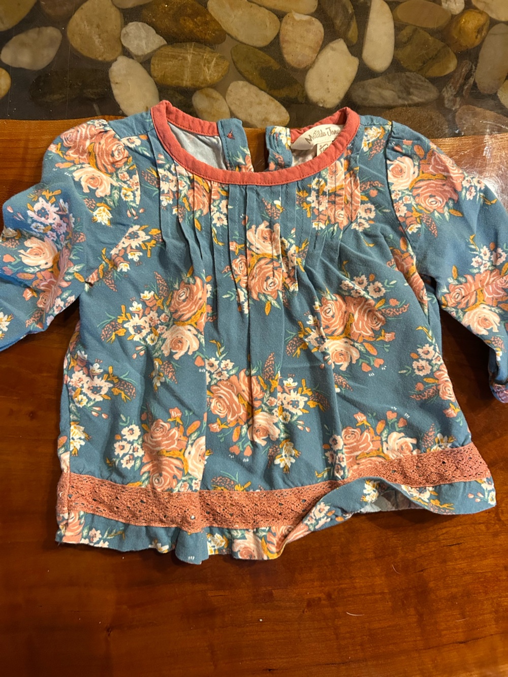 Matilda Jane Teal Floral Tunic with Peach Roses